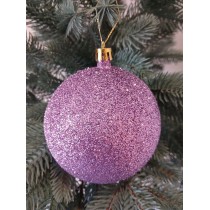 Новорічна куля "Блискітки" Ø100мм бузкова, ціна за набір 3шт